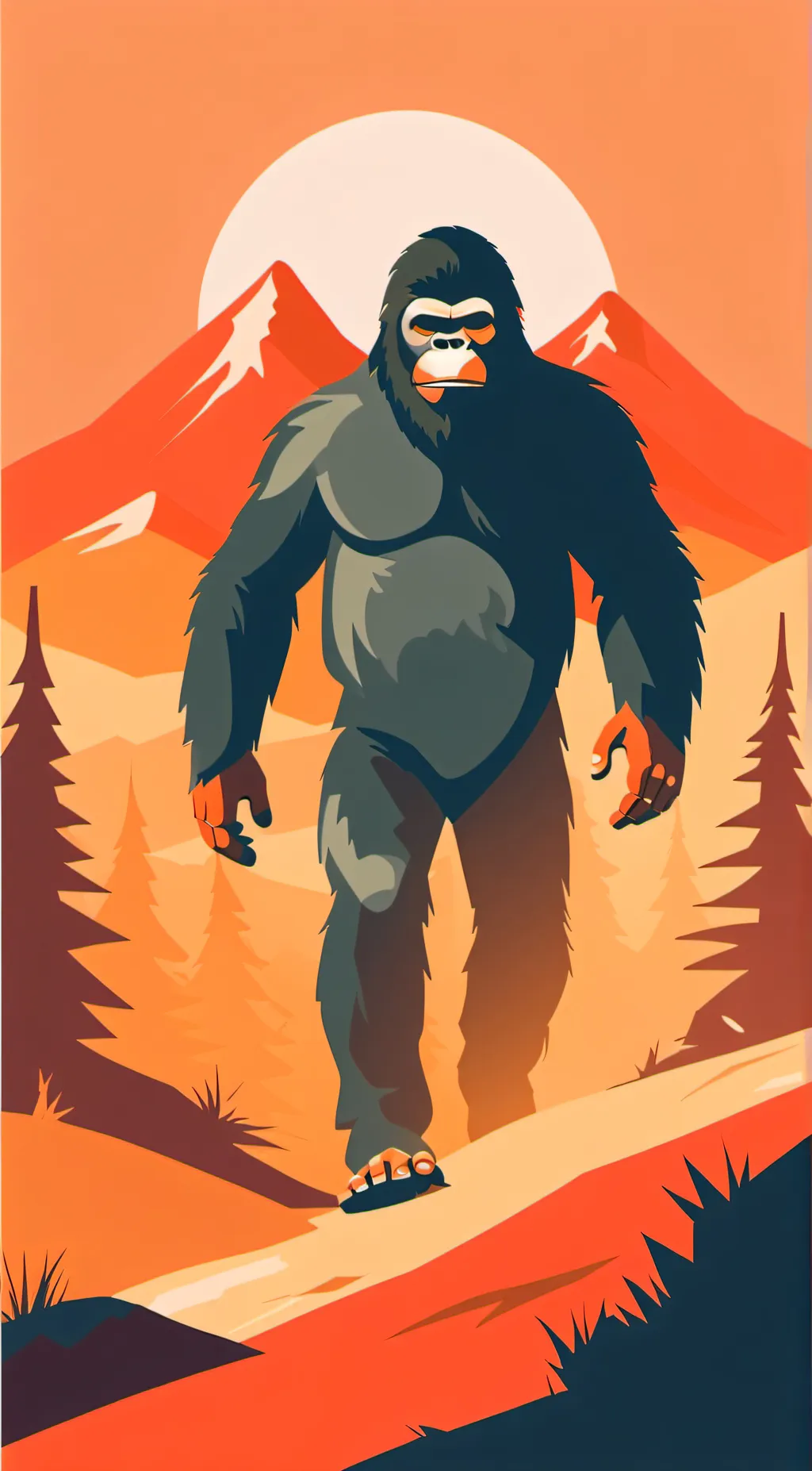 ai character: Bigfoot in forest  background