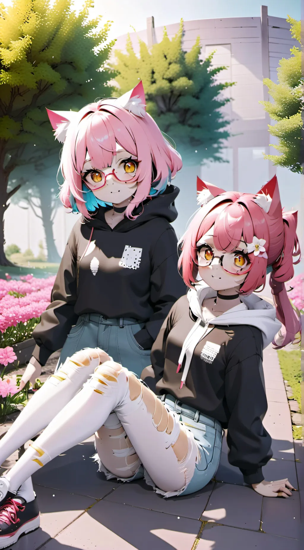ai character: Miko and Iris-(u) background