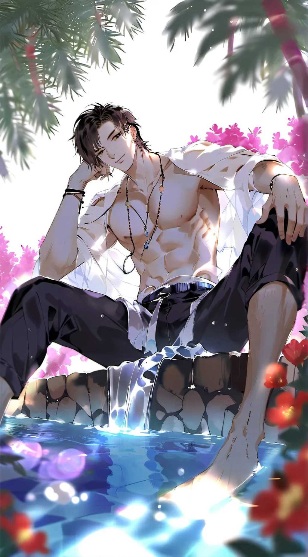 ai character: pool party  background