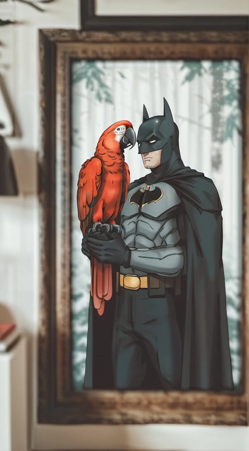 ai character: super parrot  background