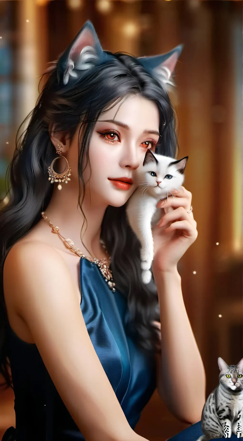 ai character: Ellie and Mr cat background