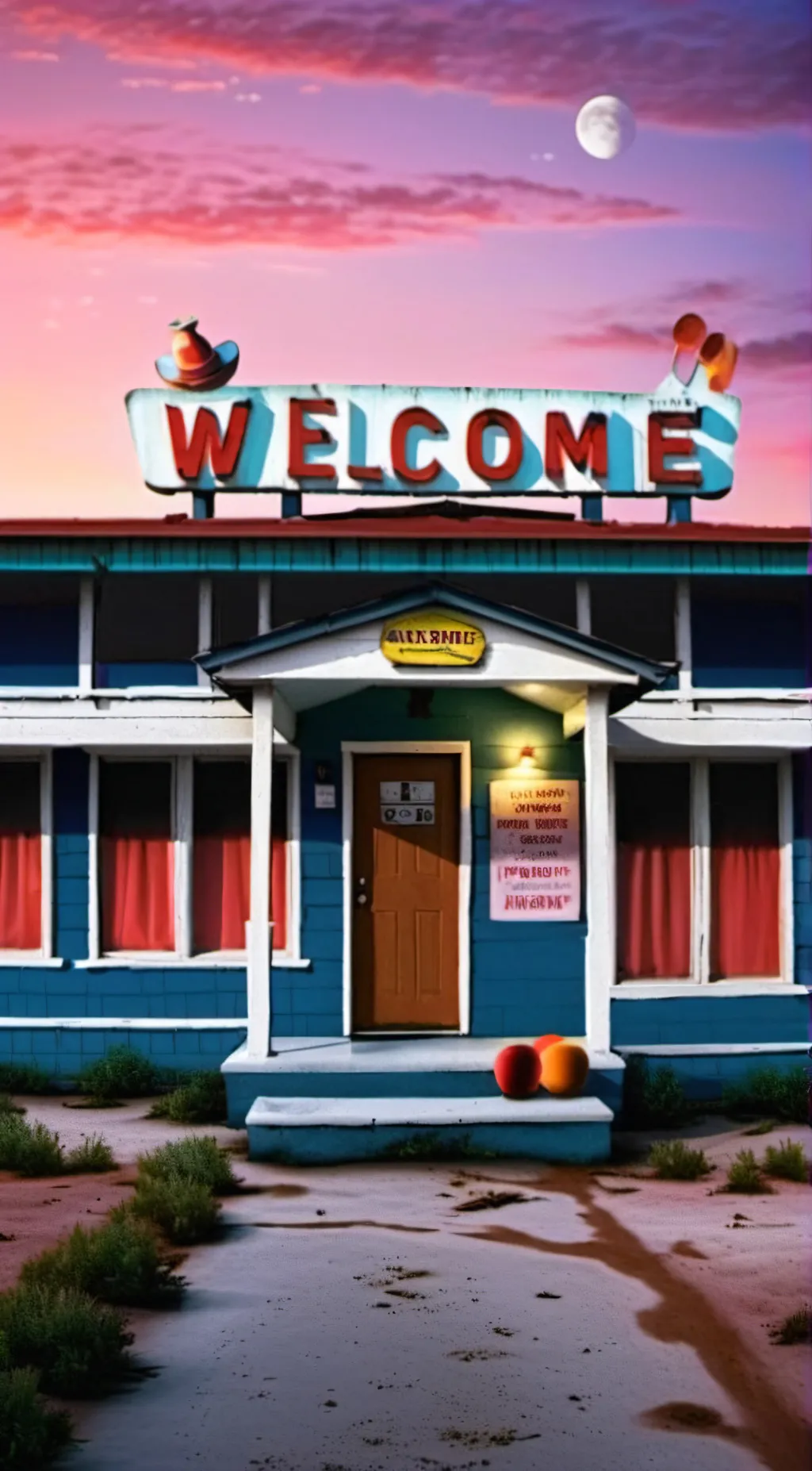 ai character: Clown motel background