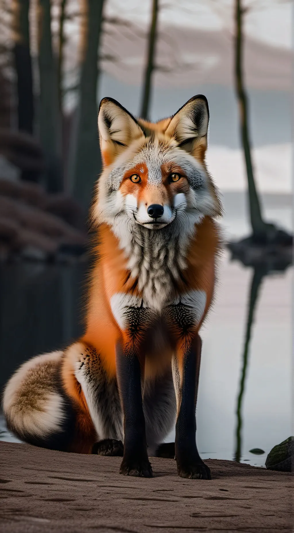 ai character: A random  red fox background