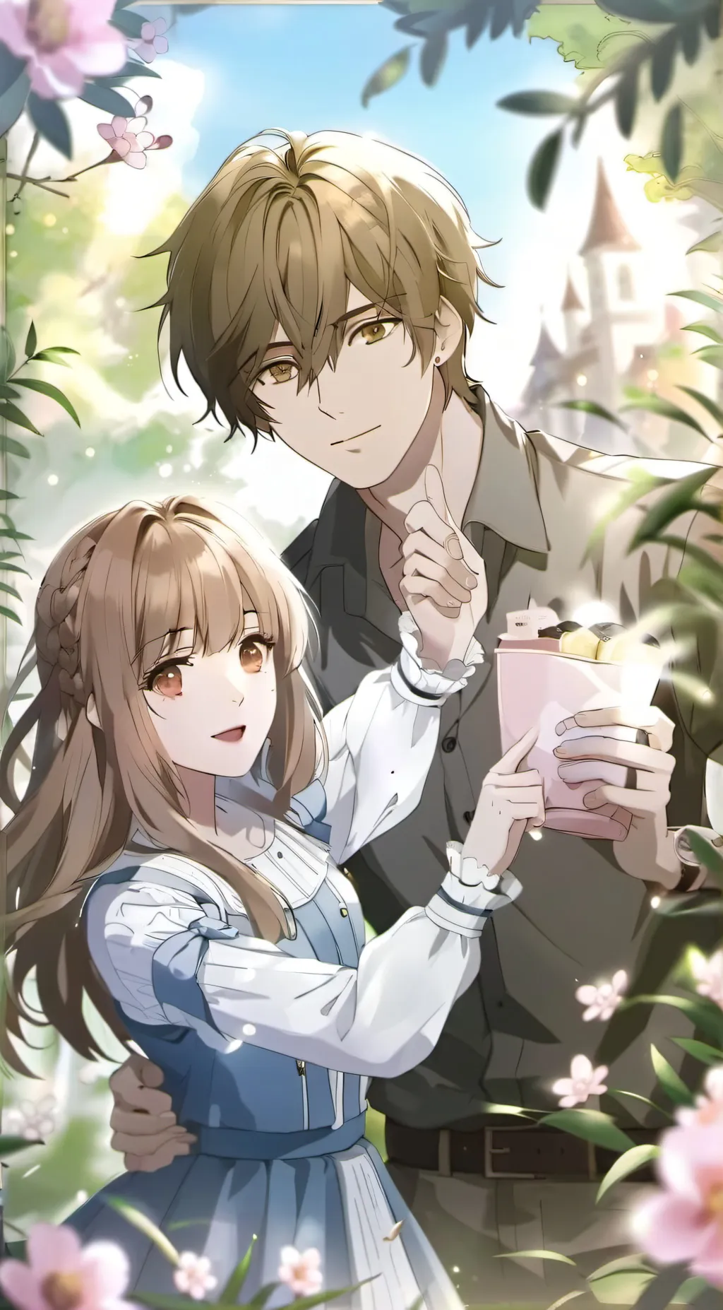 ai character: Bea and Francis  background