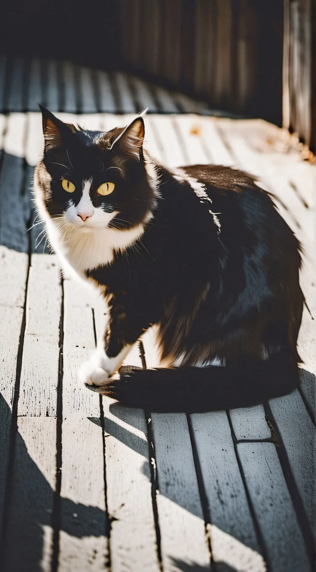 ai character: Cat on the porch background