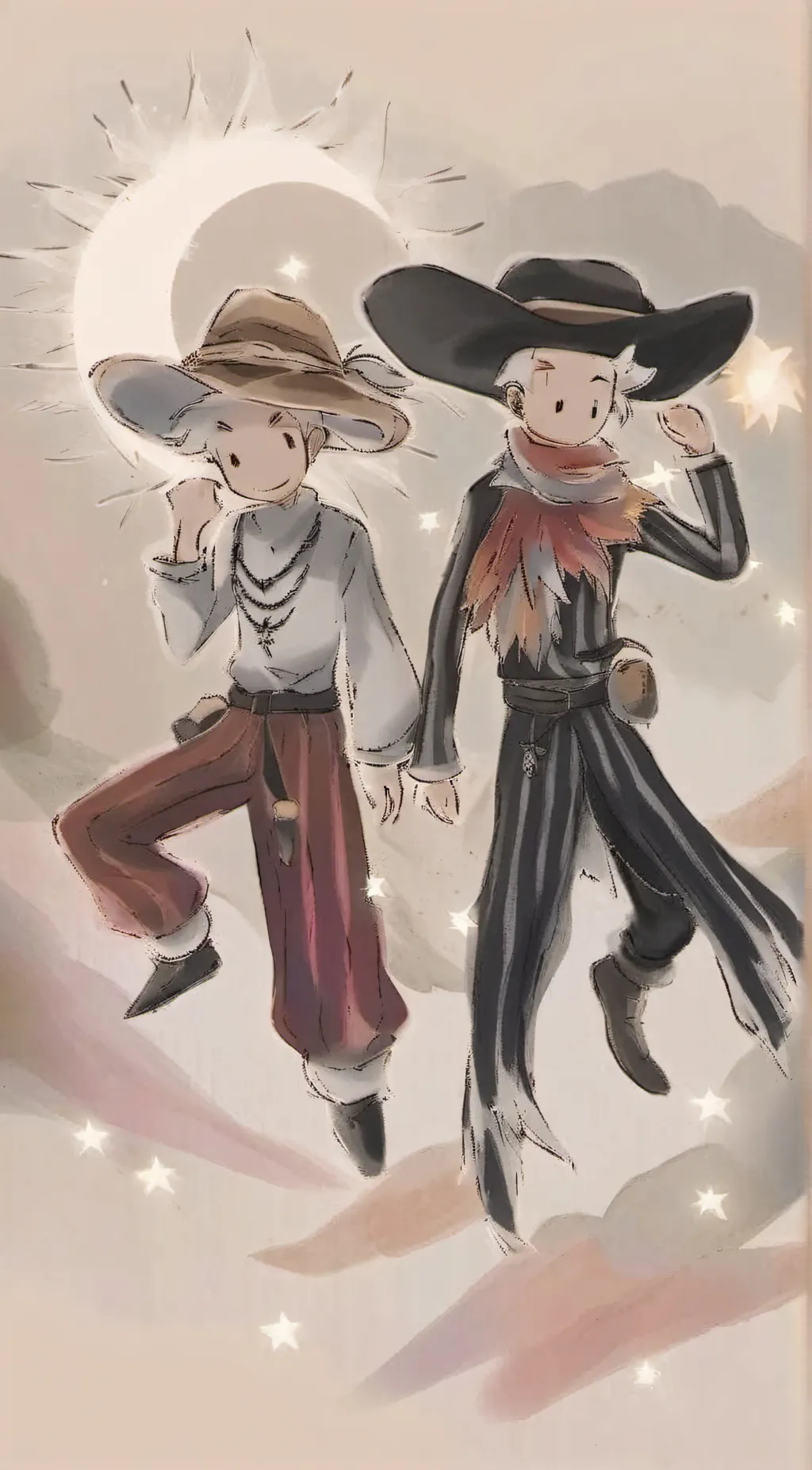 ai character: sun&moon COWBOY background