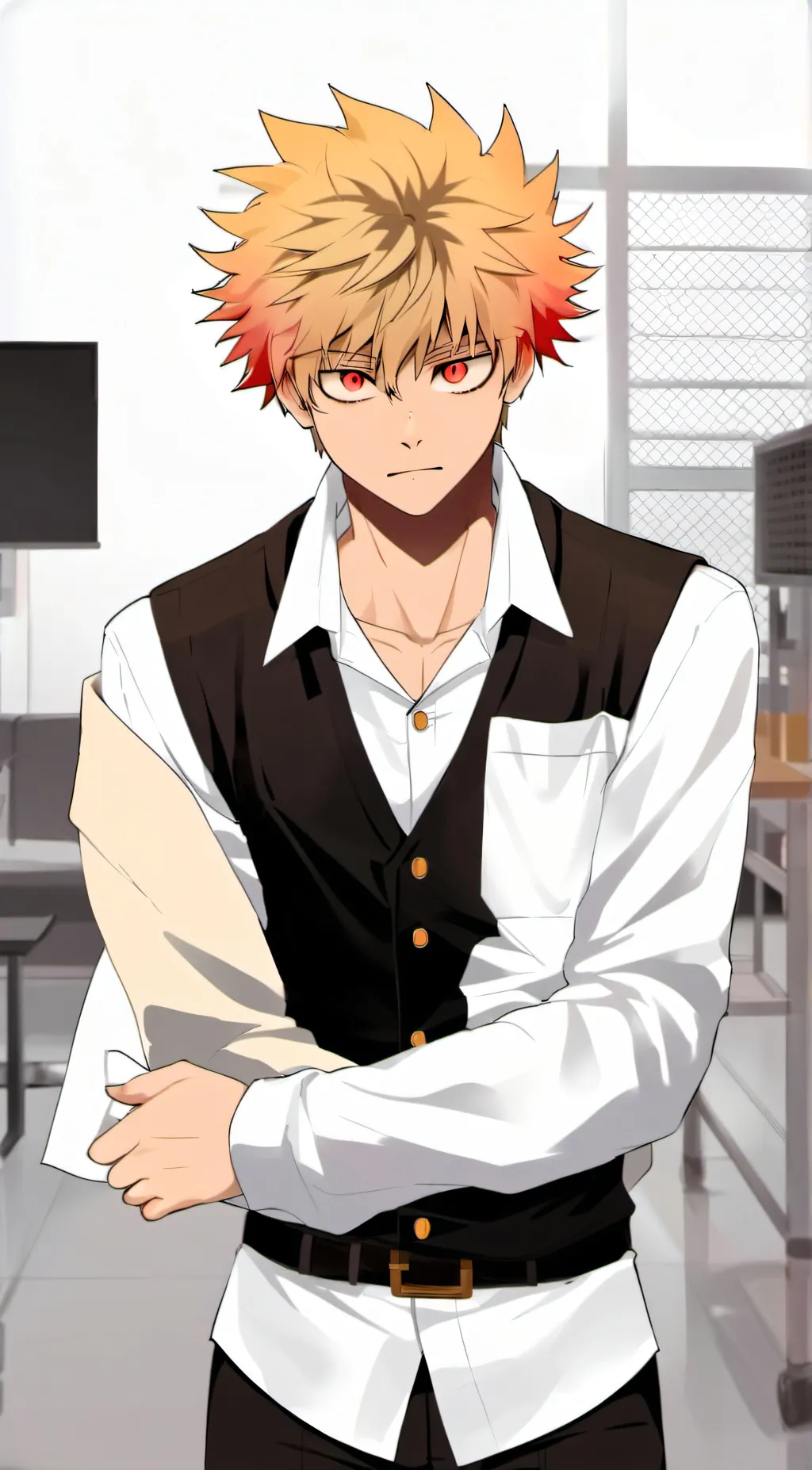 ai character: Katsuki Bakugo. background