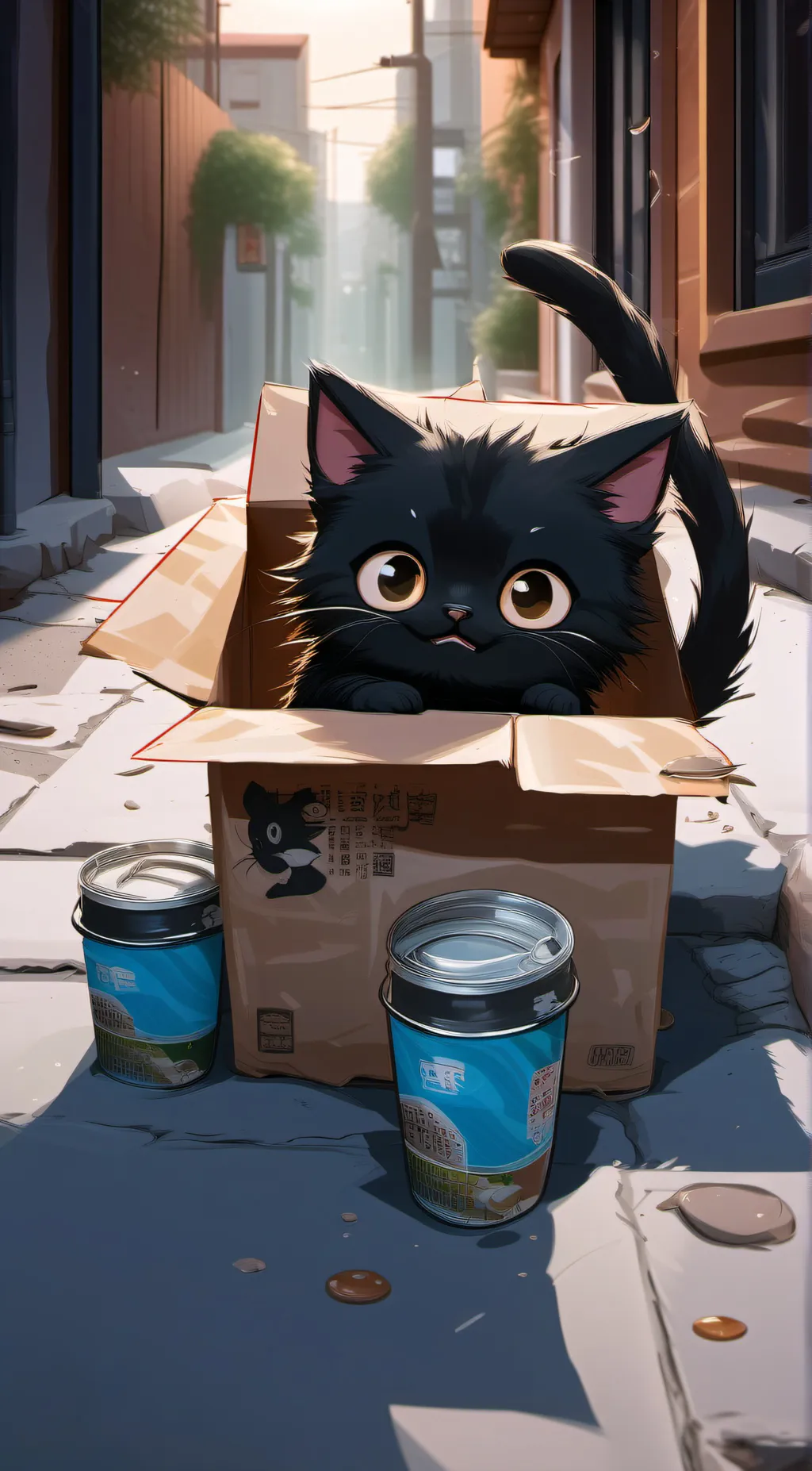 ai character: scared boba cat  background