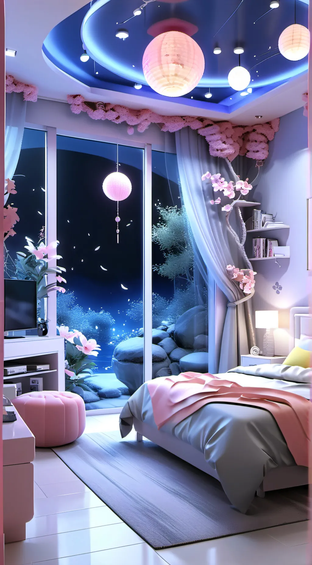 ai character: pink room background