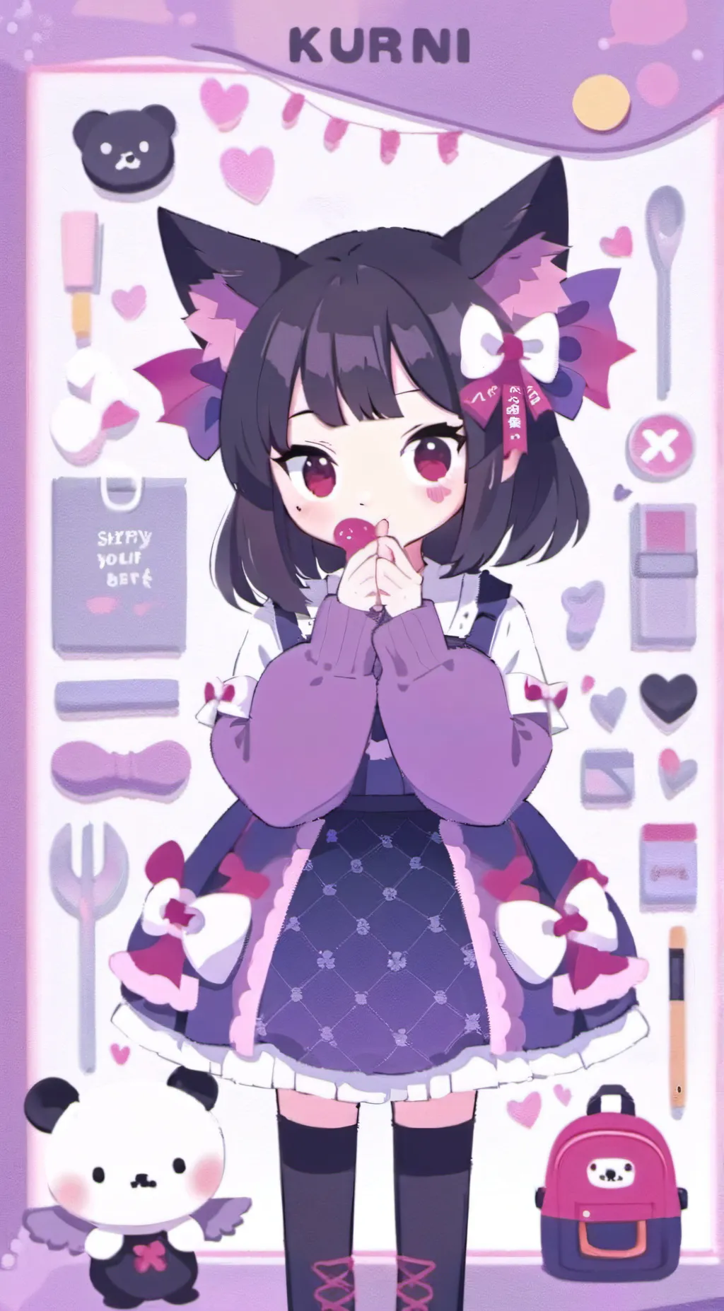 ai character: Kuromi  background