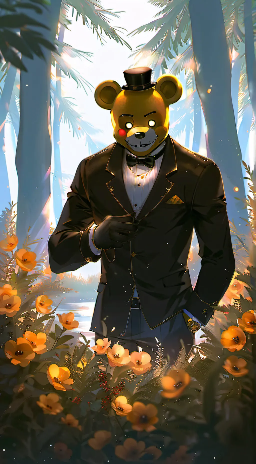 ai character: Golden Freddy X y/ background