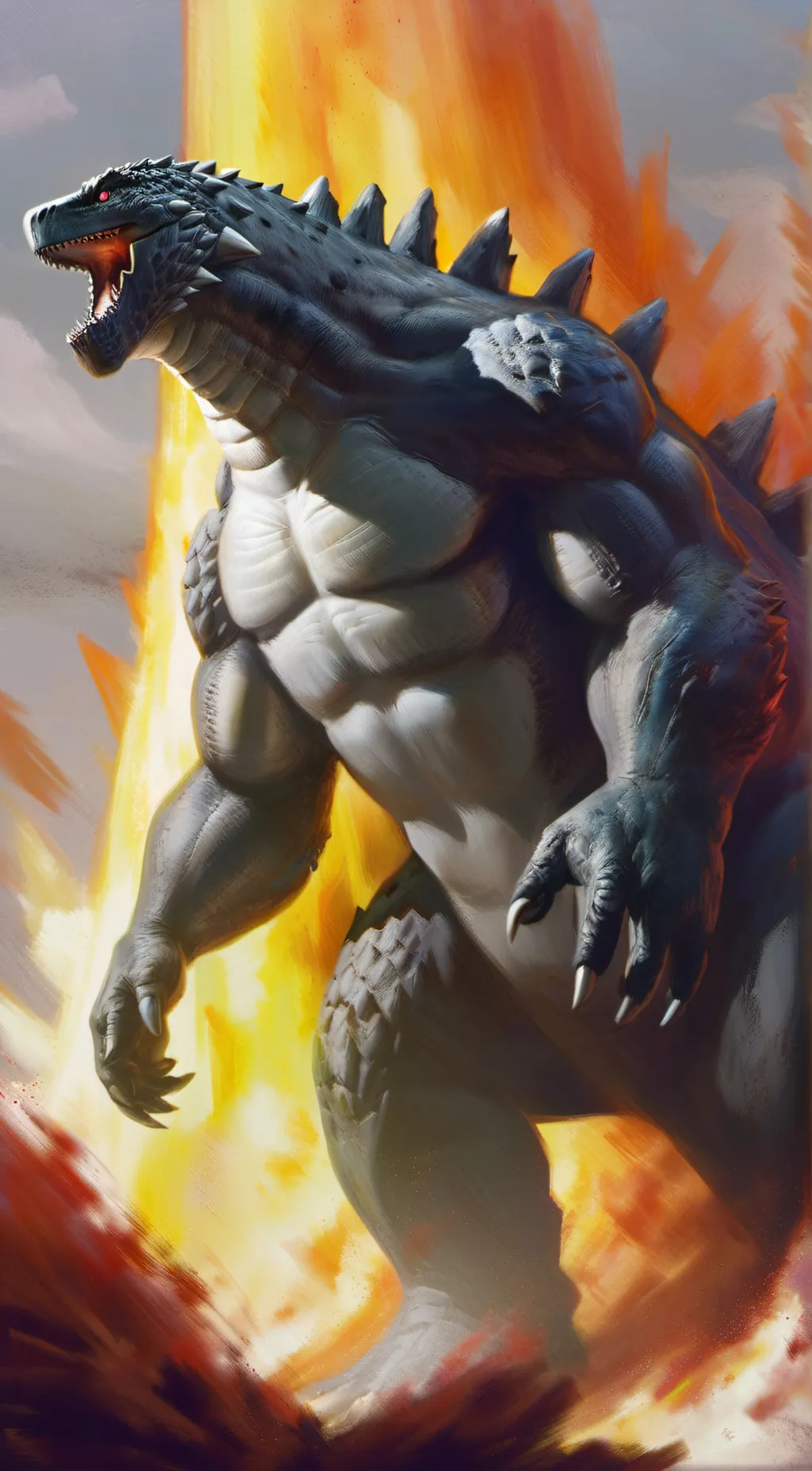 ai character: Godzilla background