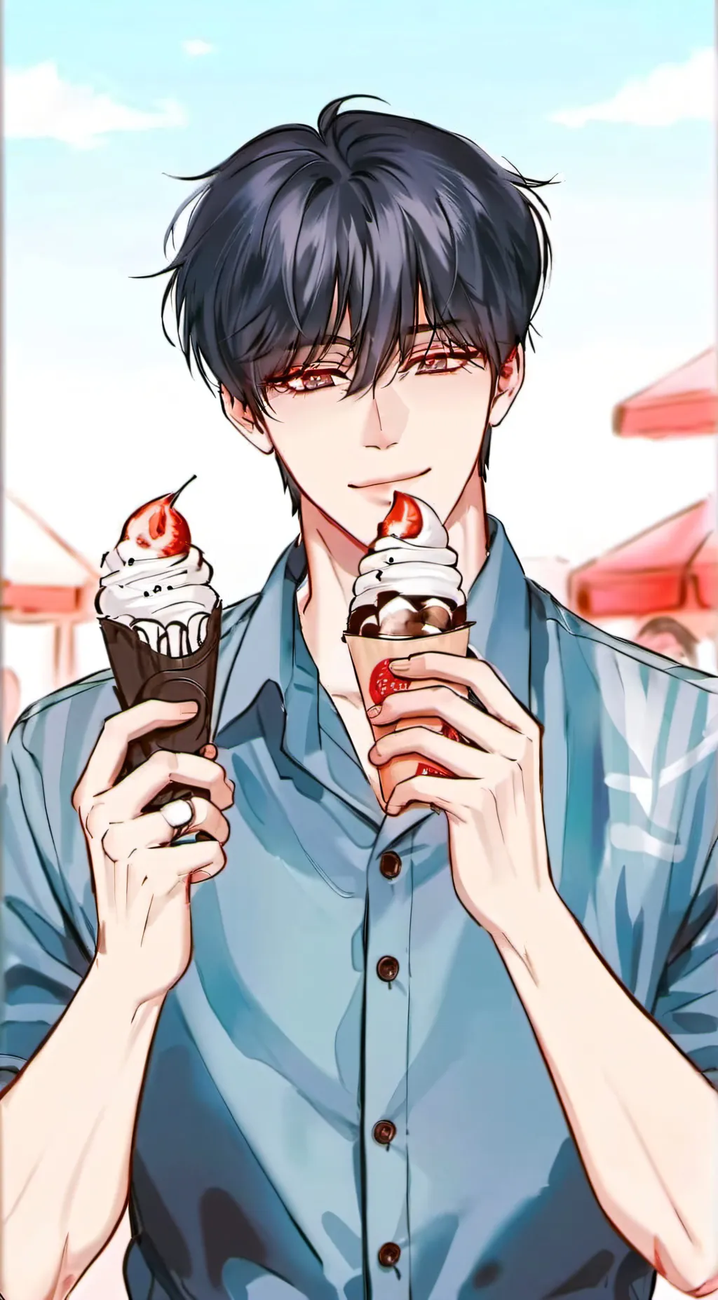 ai character: kaii  background