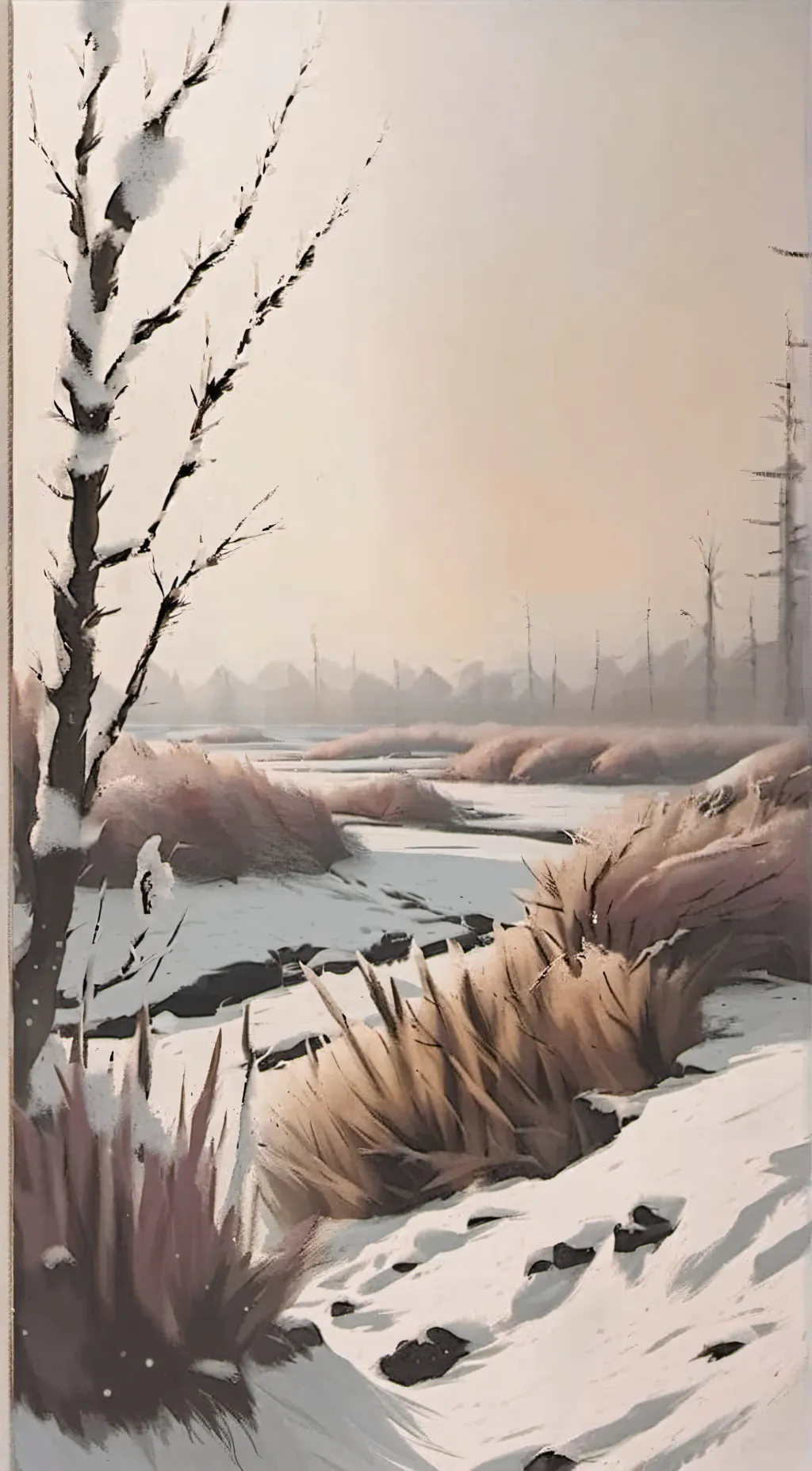 ai character: snowy landscape background