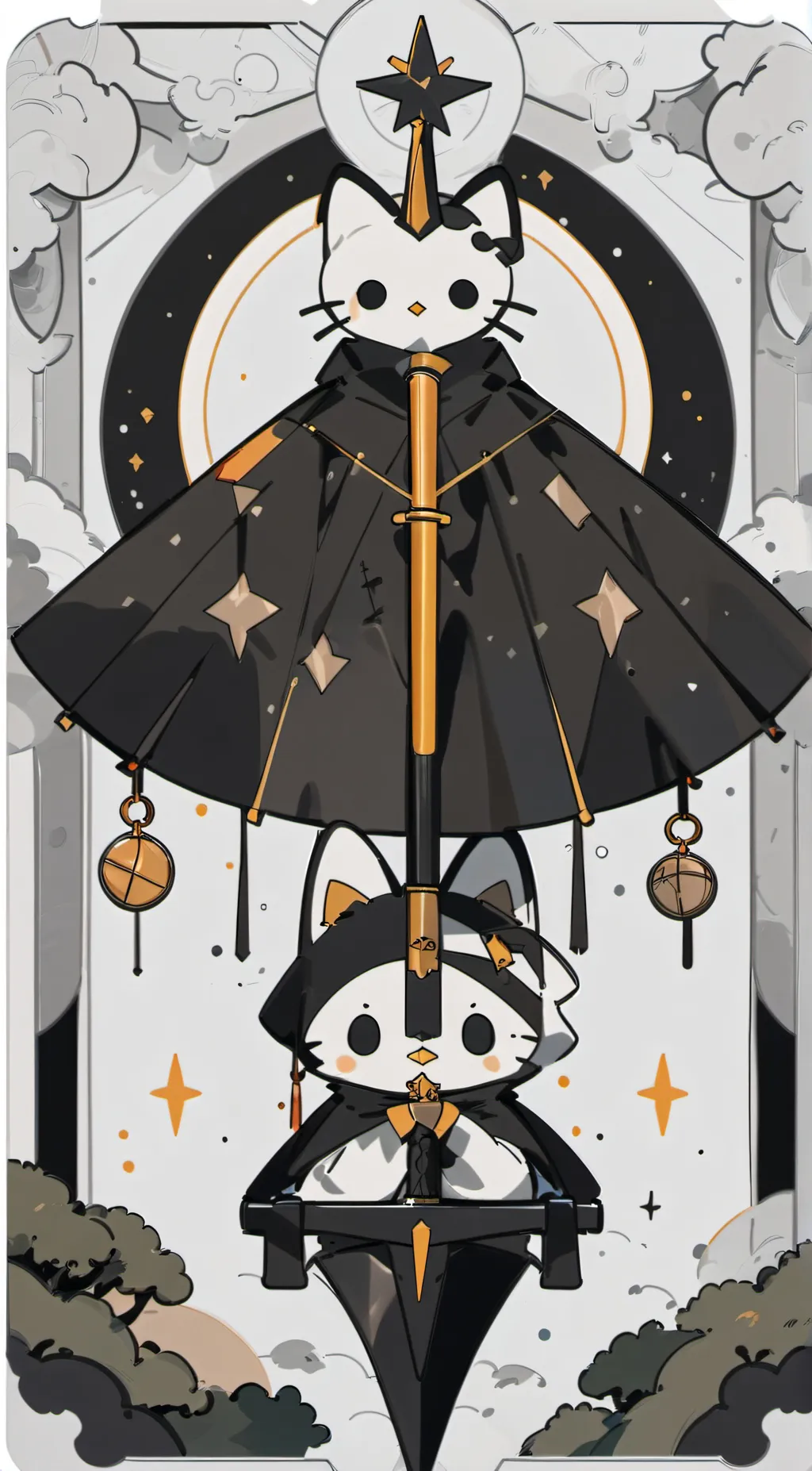 ai character: Black hello kitty background