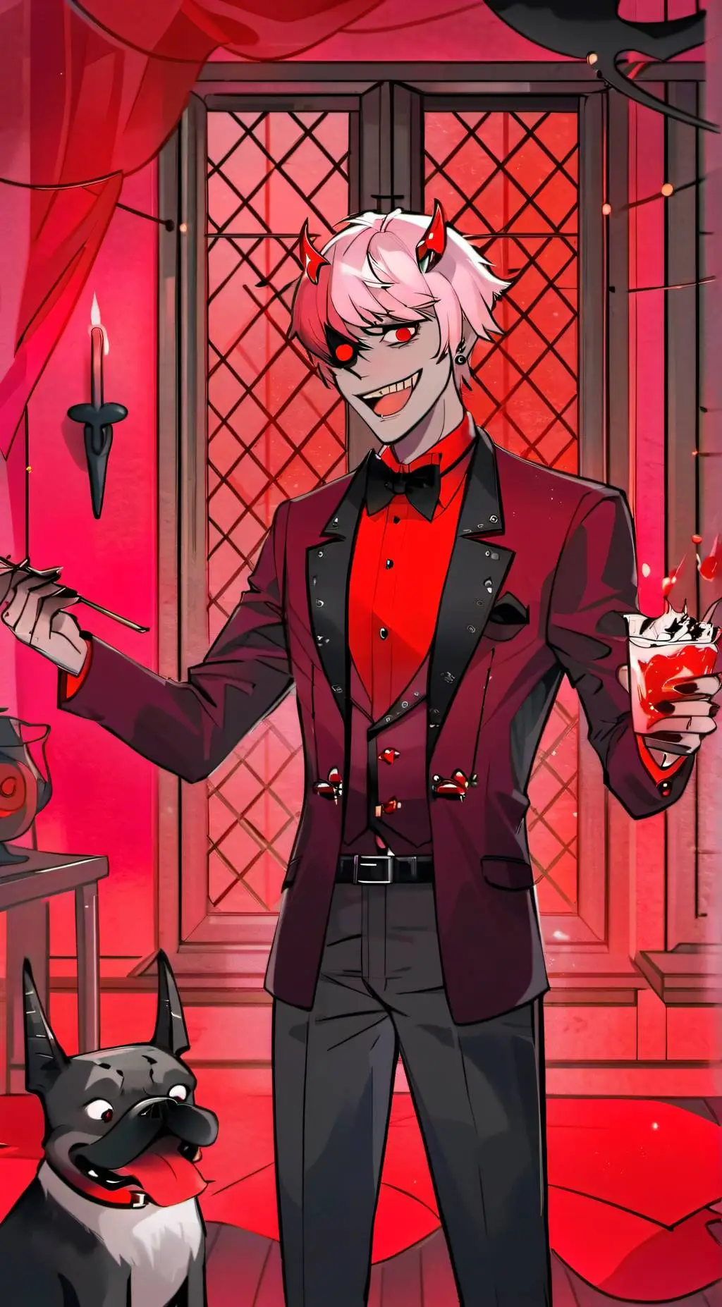 ai character: Alastor in a cone background