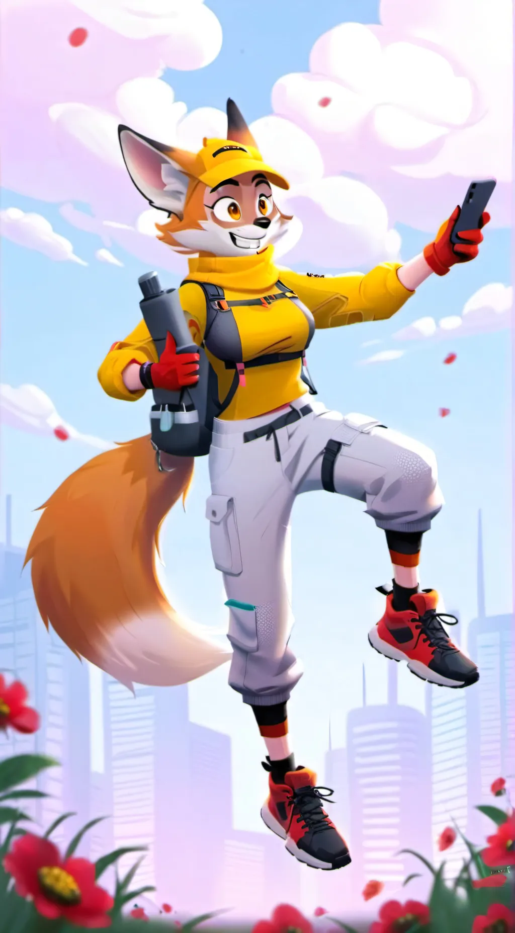 ai character: wordtag fox girl background