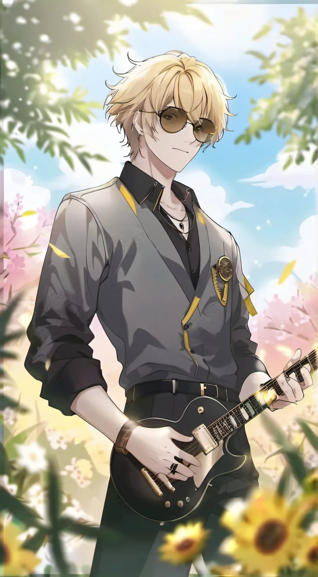 ai character: present mic  background