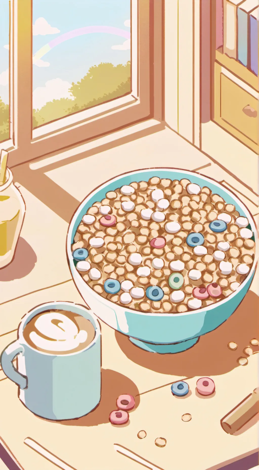 ai character: a bowl of cereal  background