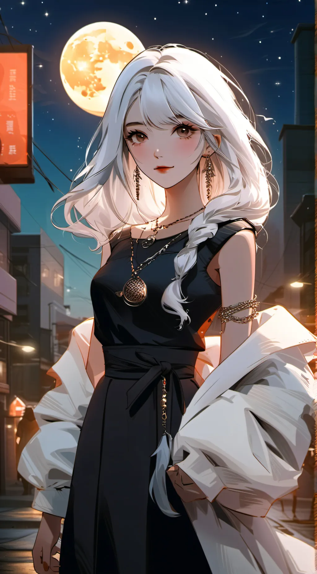 ai character: moonlight background