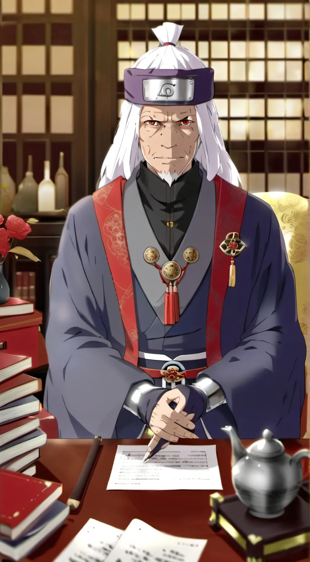 ai character: hiruzen sarutobi  background