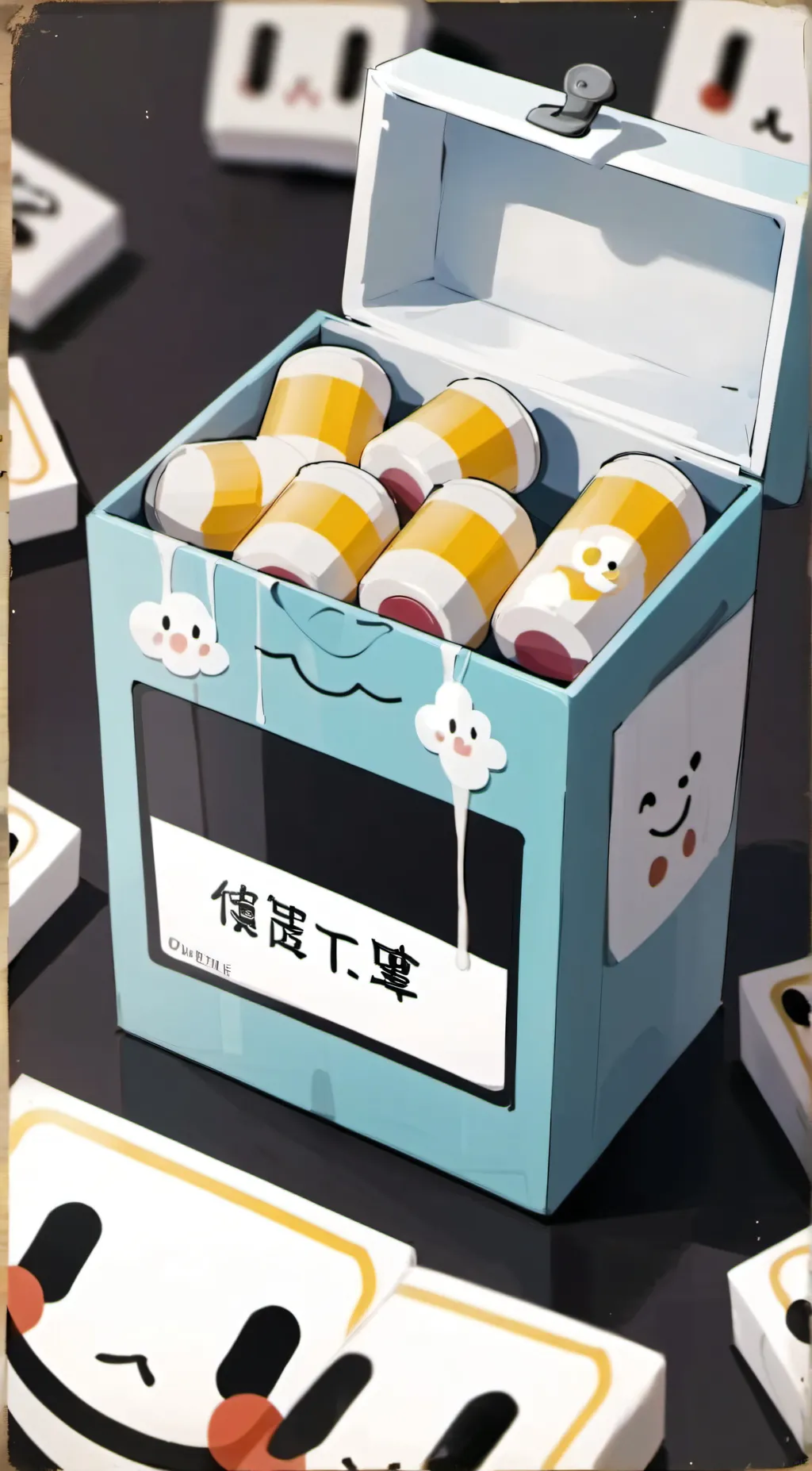 ai character: Happy pills background