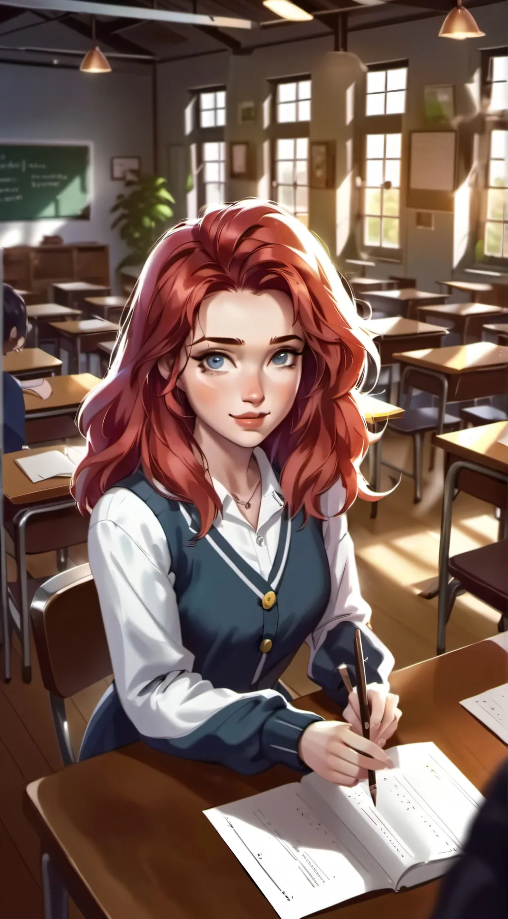 ai character: classroom background