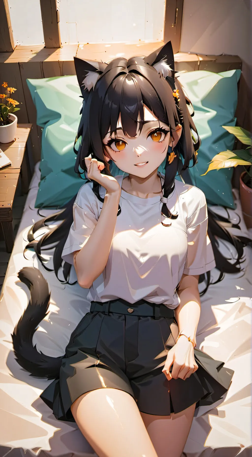 ai character: cat girl background