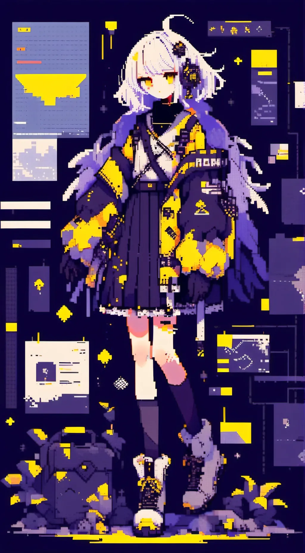 ai character: S-D J and v n Uzi  background