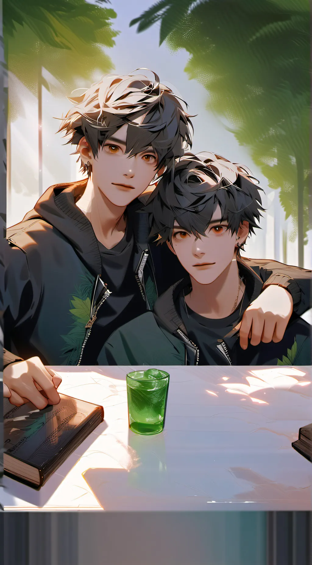 ai character: Ashton and alex  background