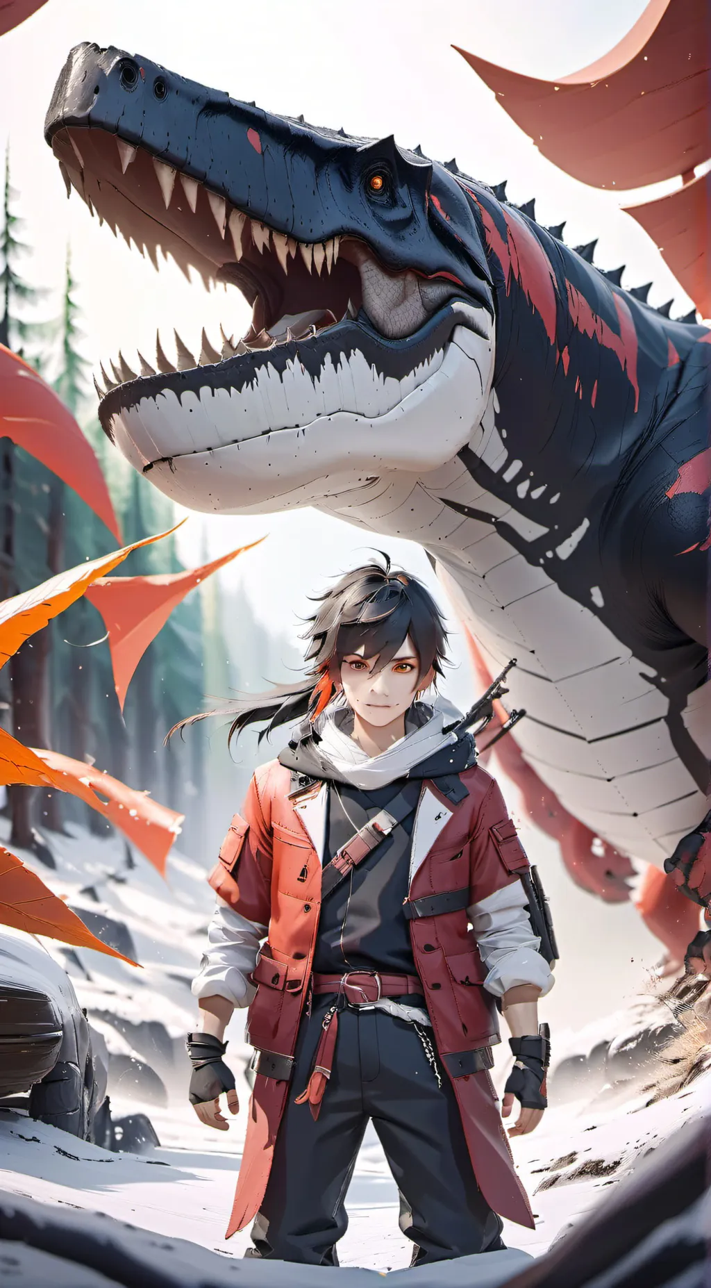 ai character: Dino crystals RPG background