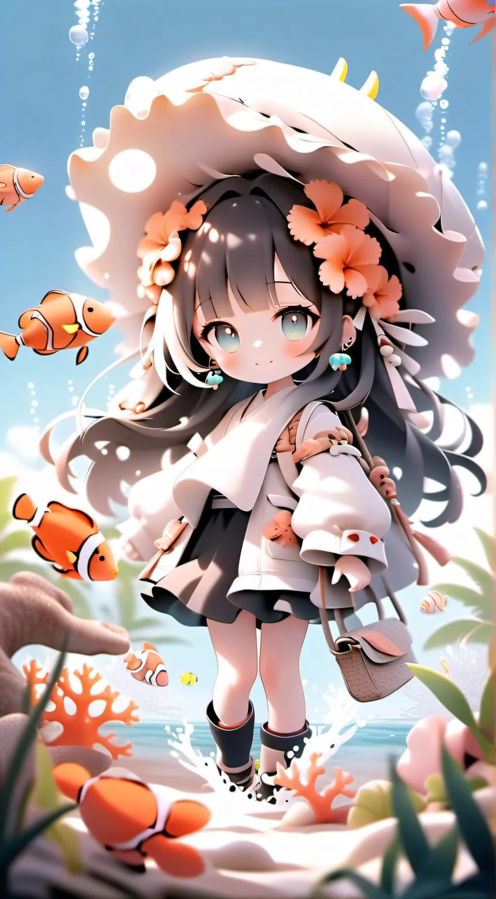 ai character: coral background