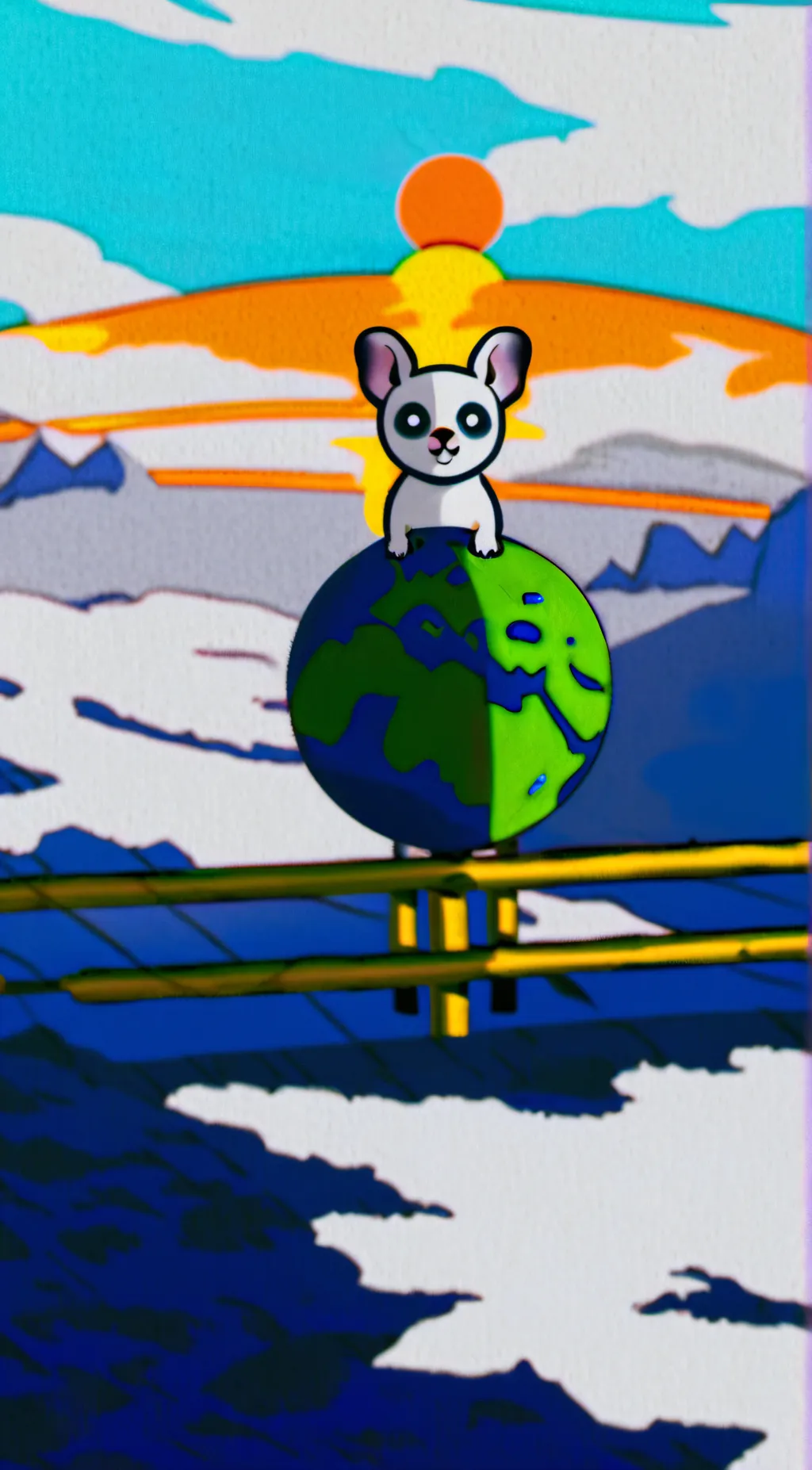 ai character: solarballs earth background