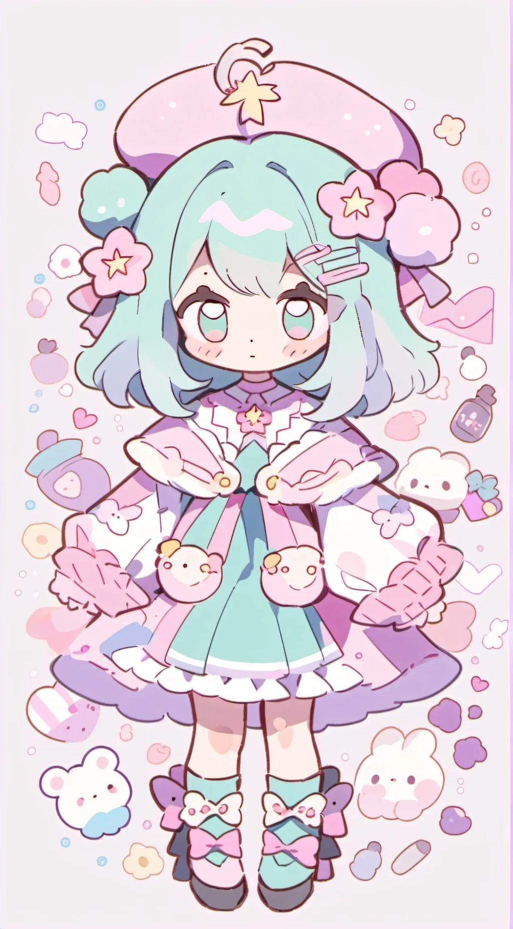 ai character: happy girl background