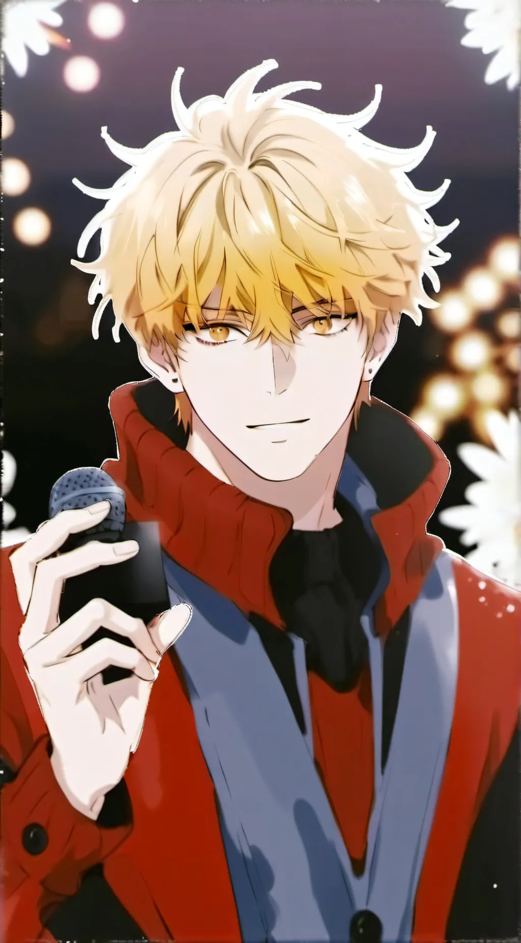 ai character: present mic  background