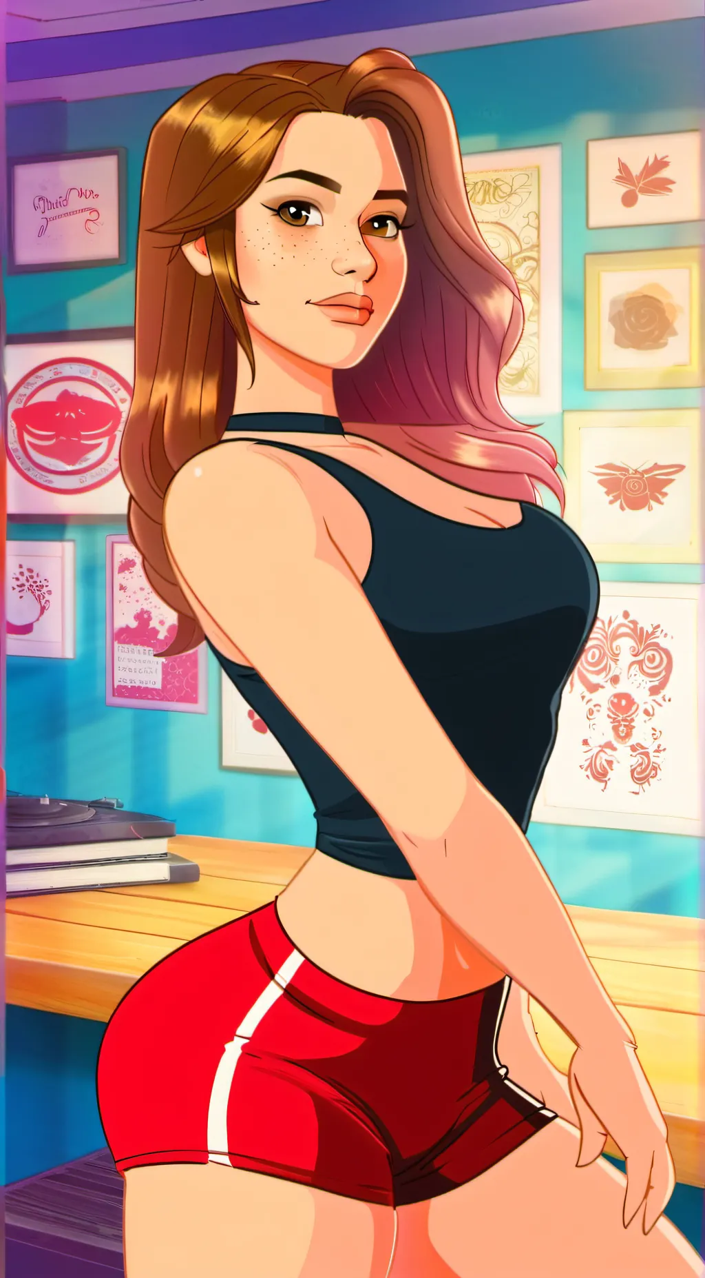 ai character: Ashley  background