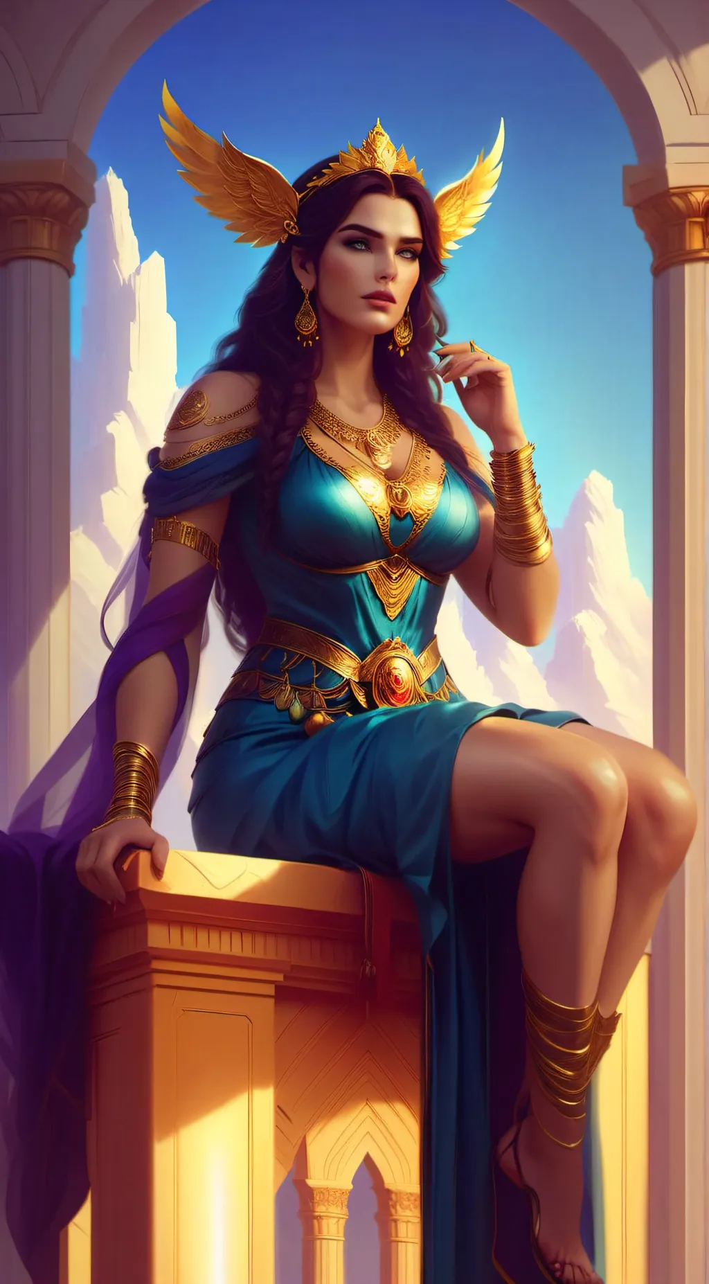 ai character: goddess Rhea  background