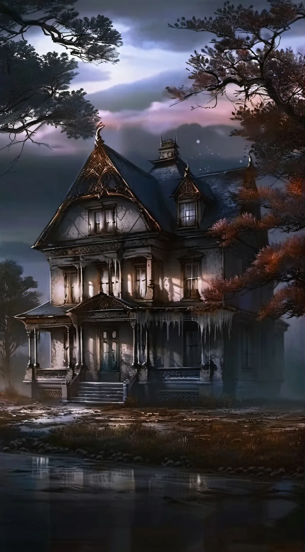 ai character: House with a clock background