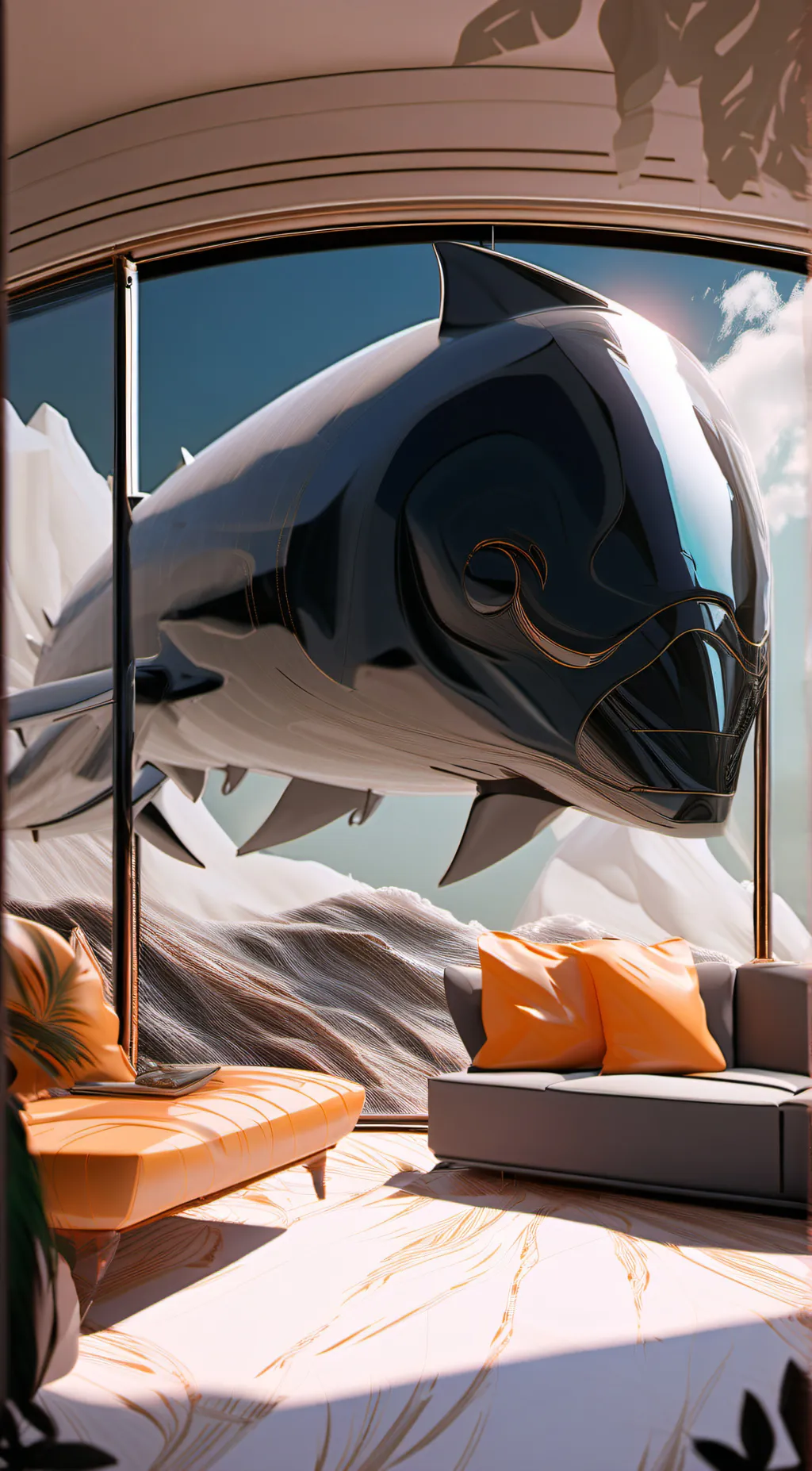 ai character: portable whale  background