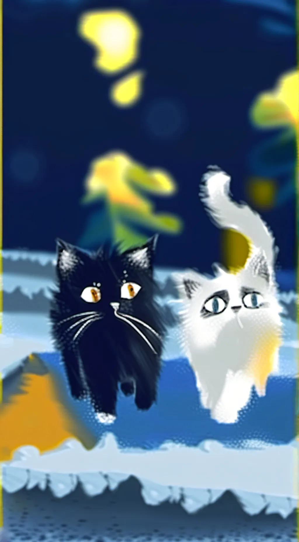 ai character: Snowy and blaki background