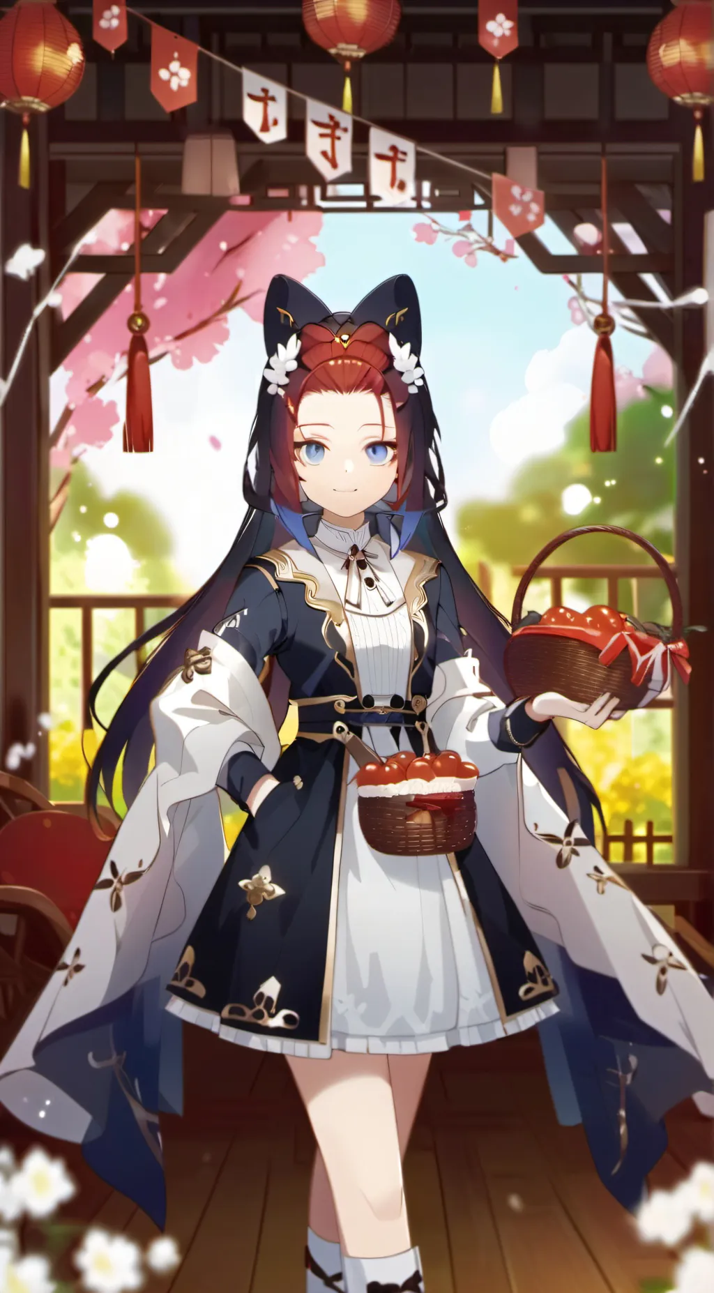 ai character: little red hair pu background