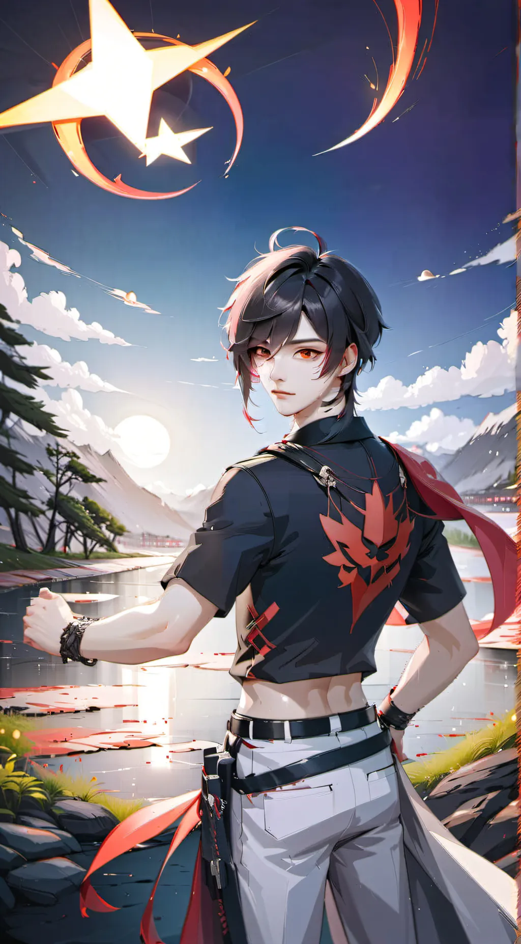 ai character: doy but beautiful  background