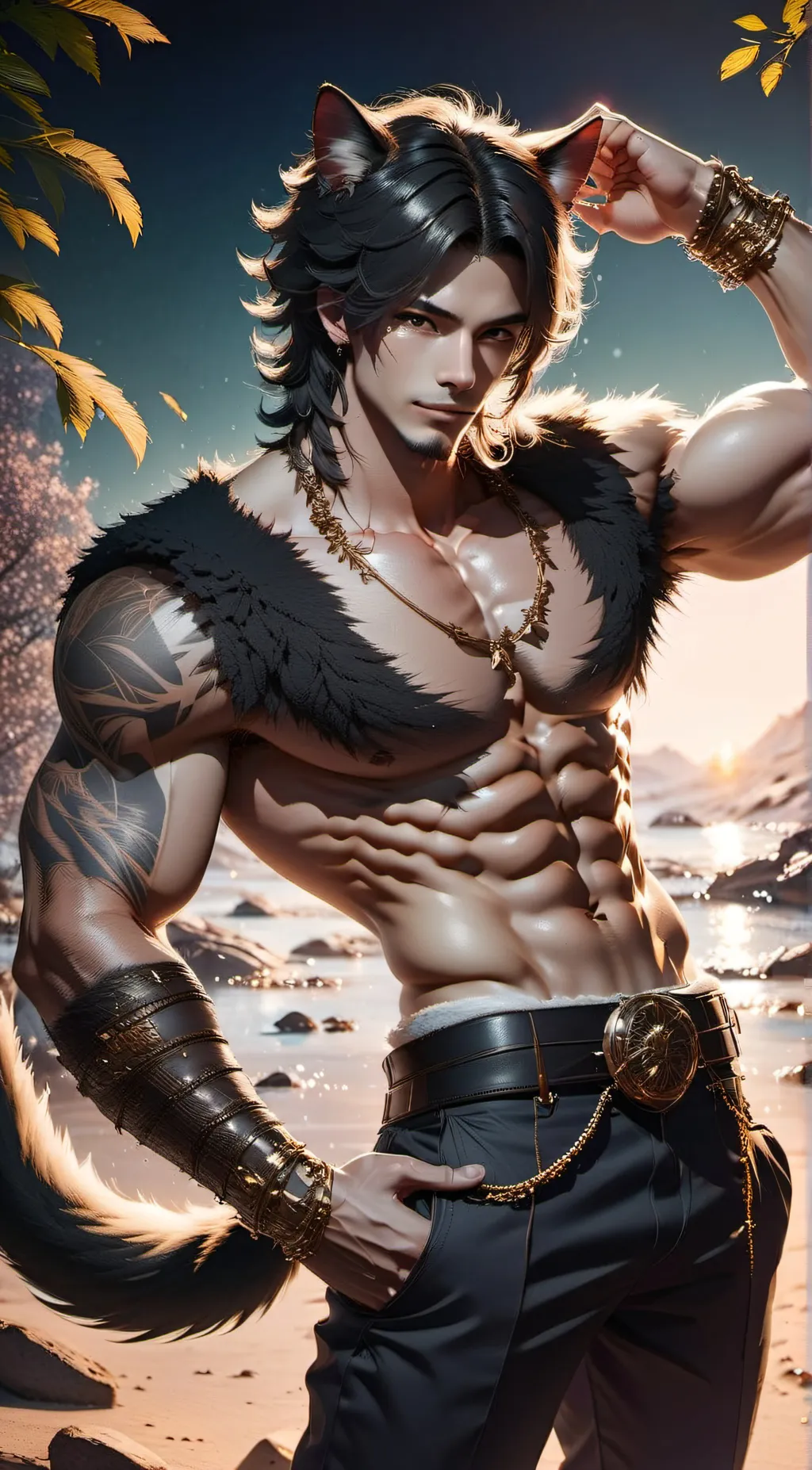 ai character: cat man max background