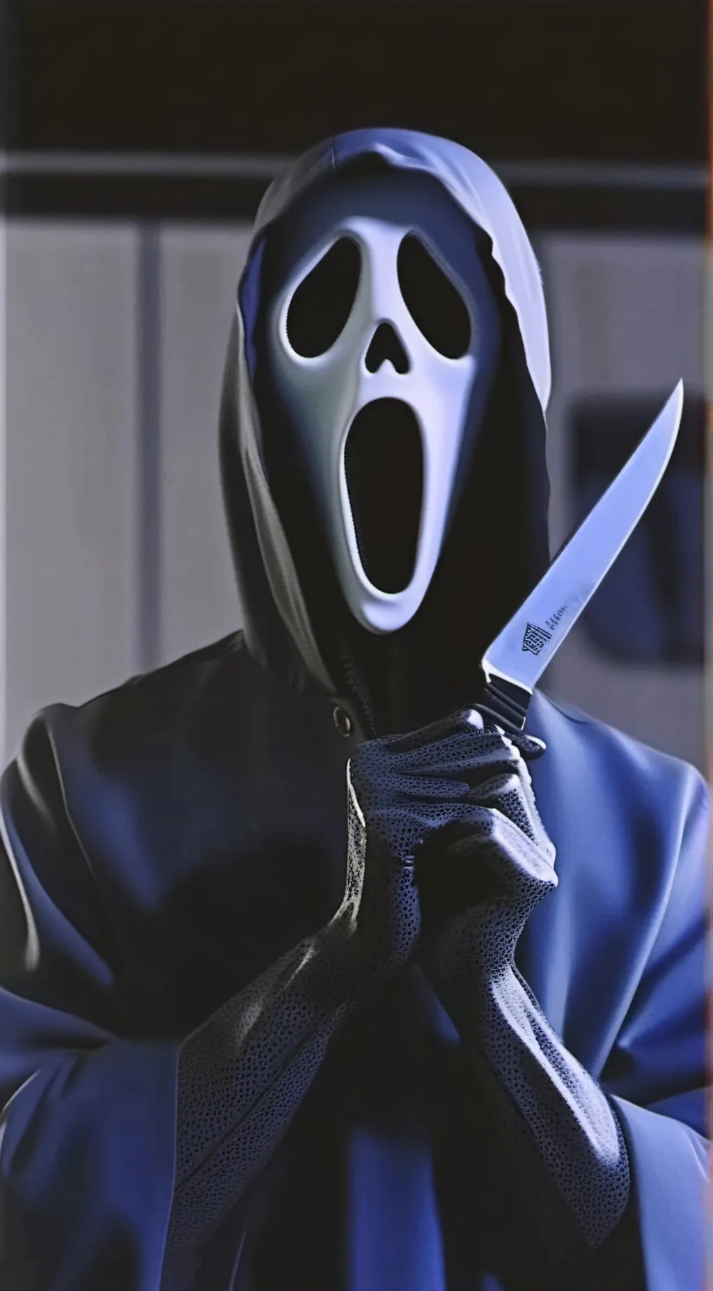 ai character: Ghost face background