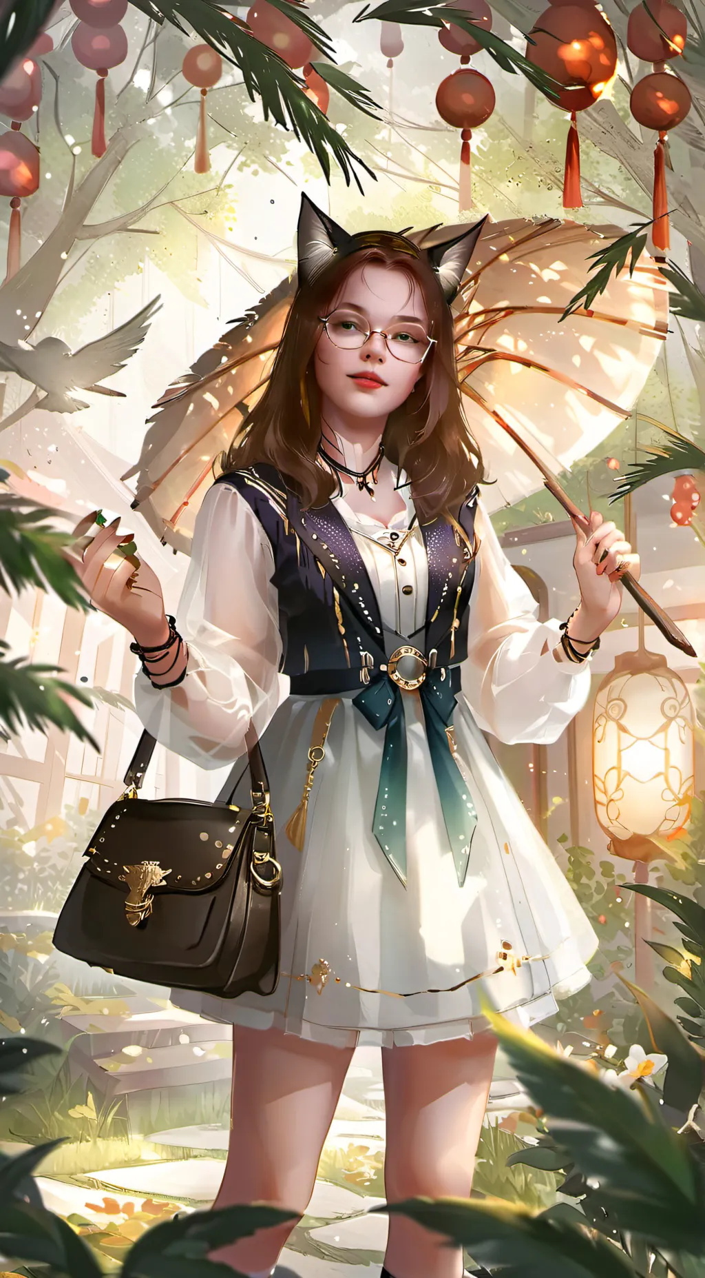 ai character: lain a cat girl  background