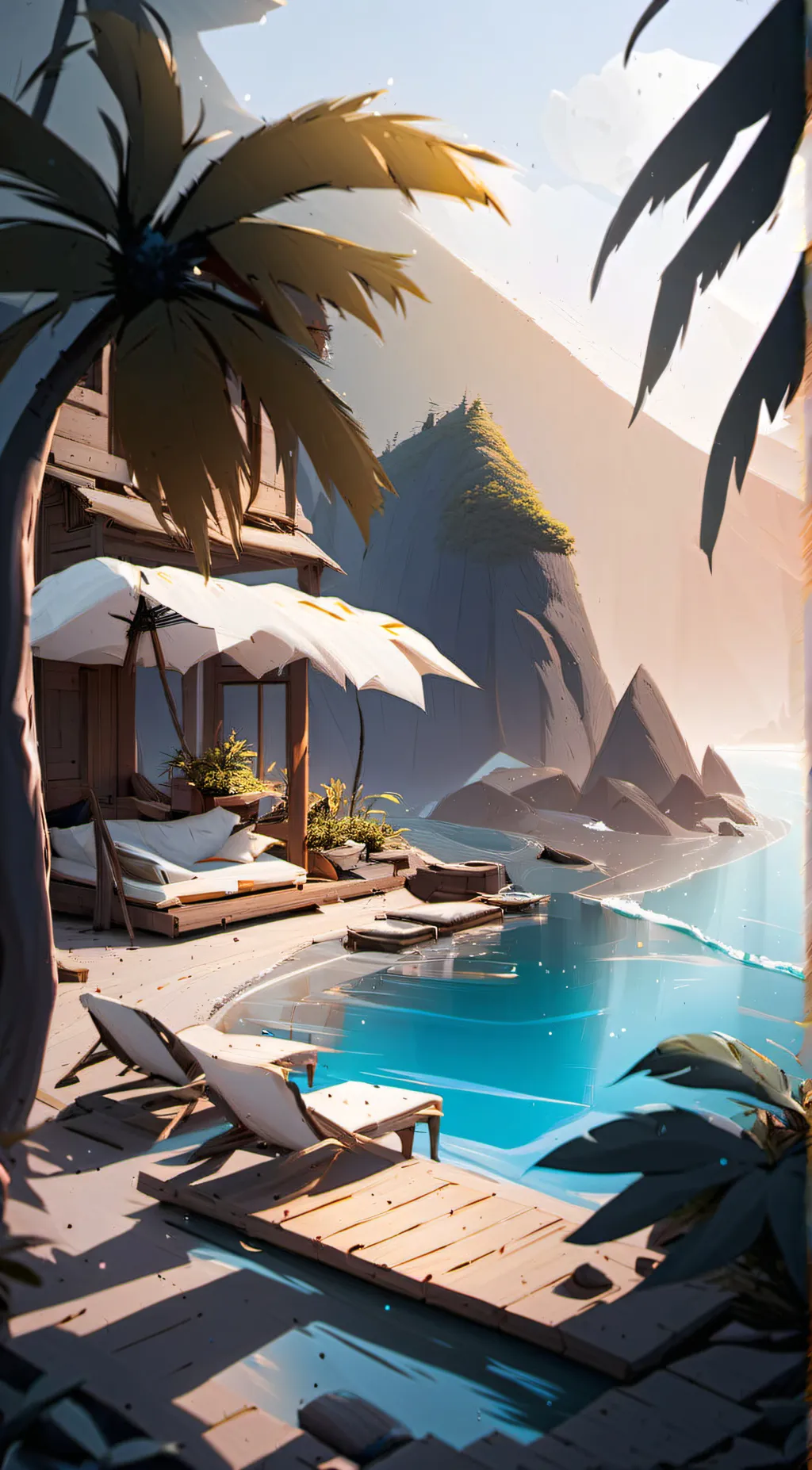 ai character: kamaboko at beach background