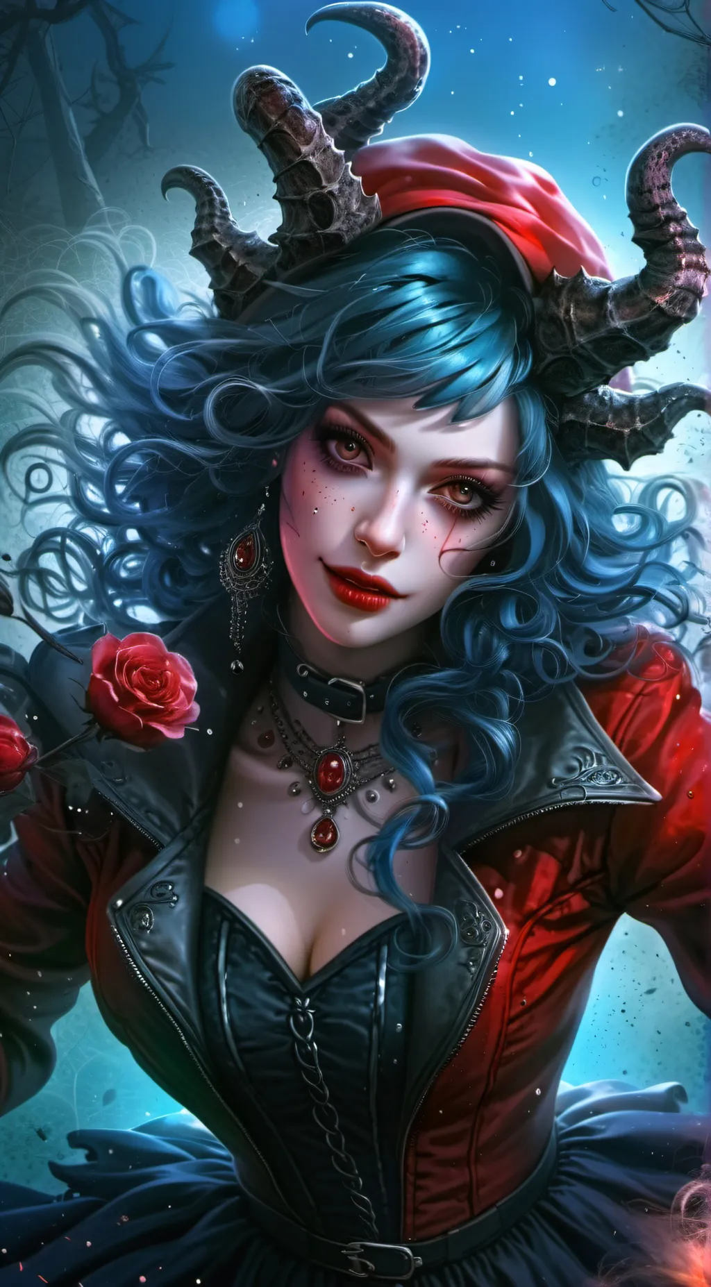 ai character: evil woman  background