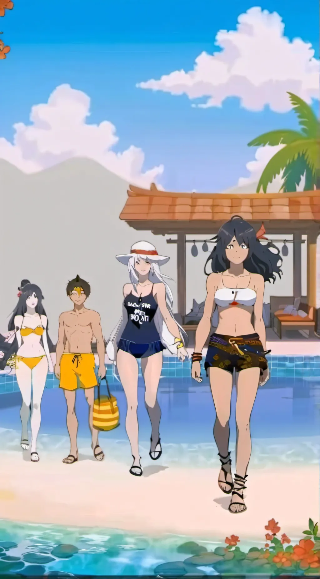 ai character: bleach beach party background
