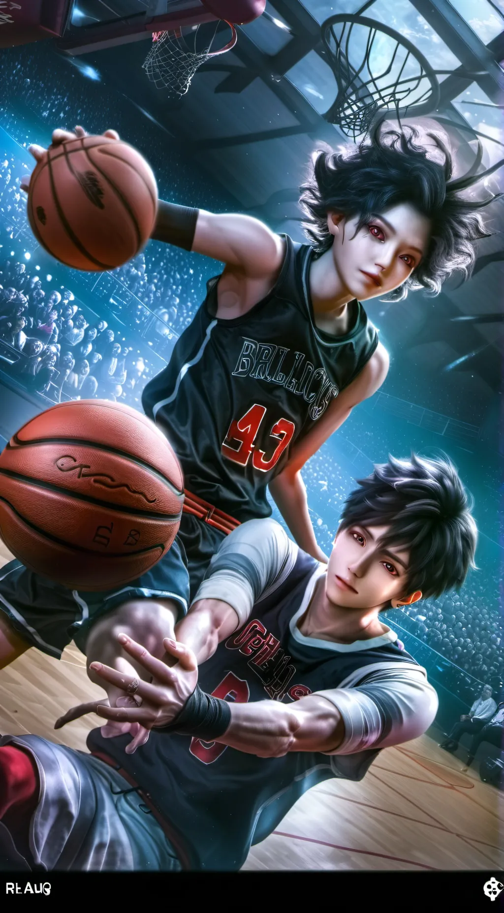 ai character: basketball test background