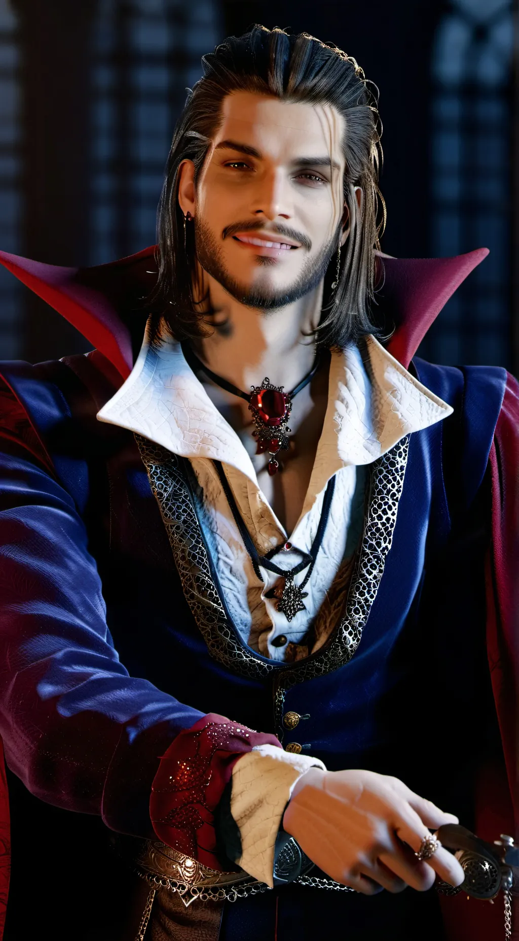 ai character: Sexy vampire king  background